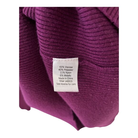 Nine West Women’s XL Ribbed Sweater Purple Metallic Blend Long Sleeve Pullover | - Picture 3 of 4